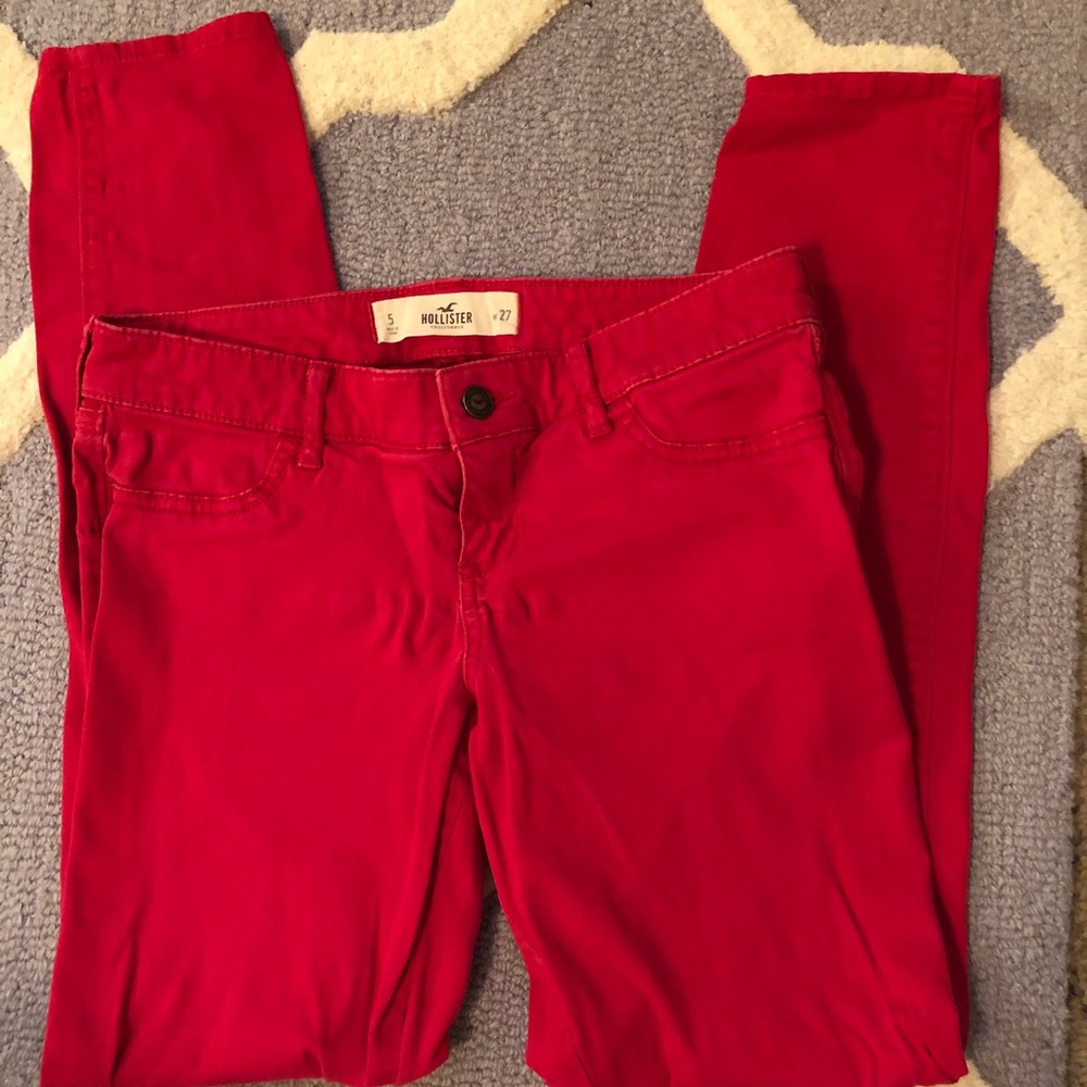 Red skinny fit pants